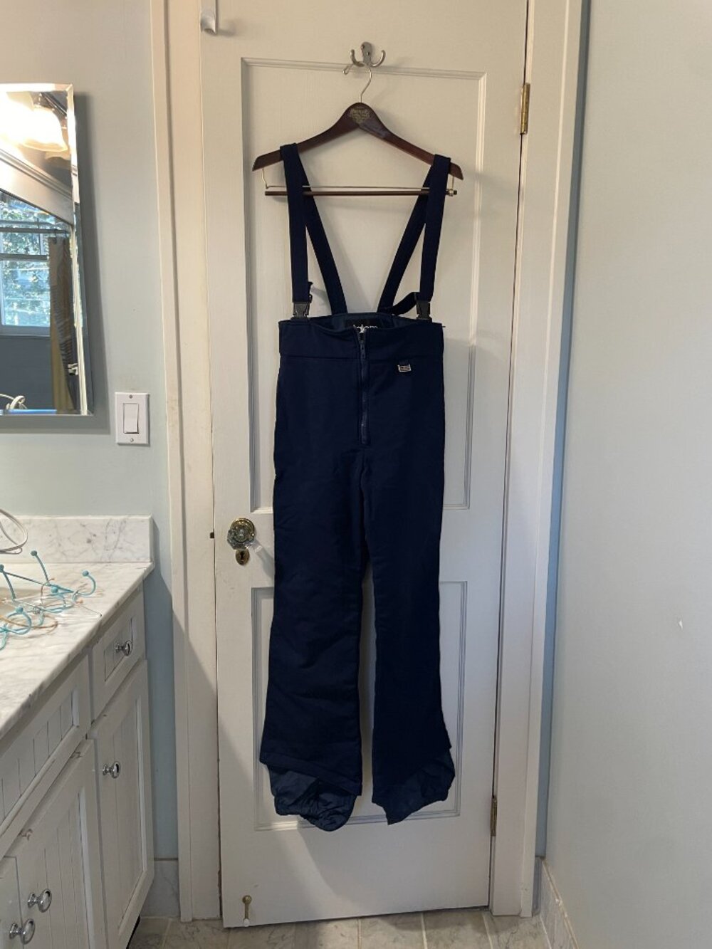 Slalom Ski Pants Women's size 12 Navy with Suspenders - Picture 2 of 8